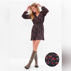 GAP Black Floral Long Sleeve Dress